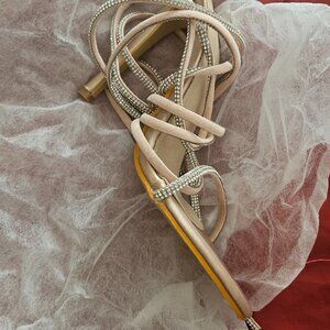 Rose gold strap-up heels